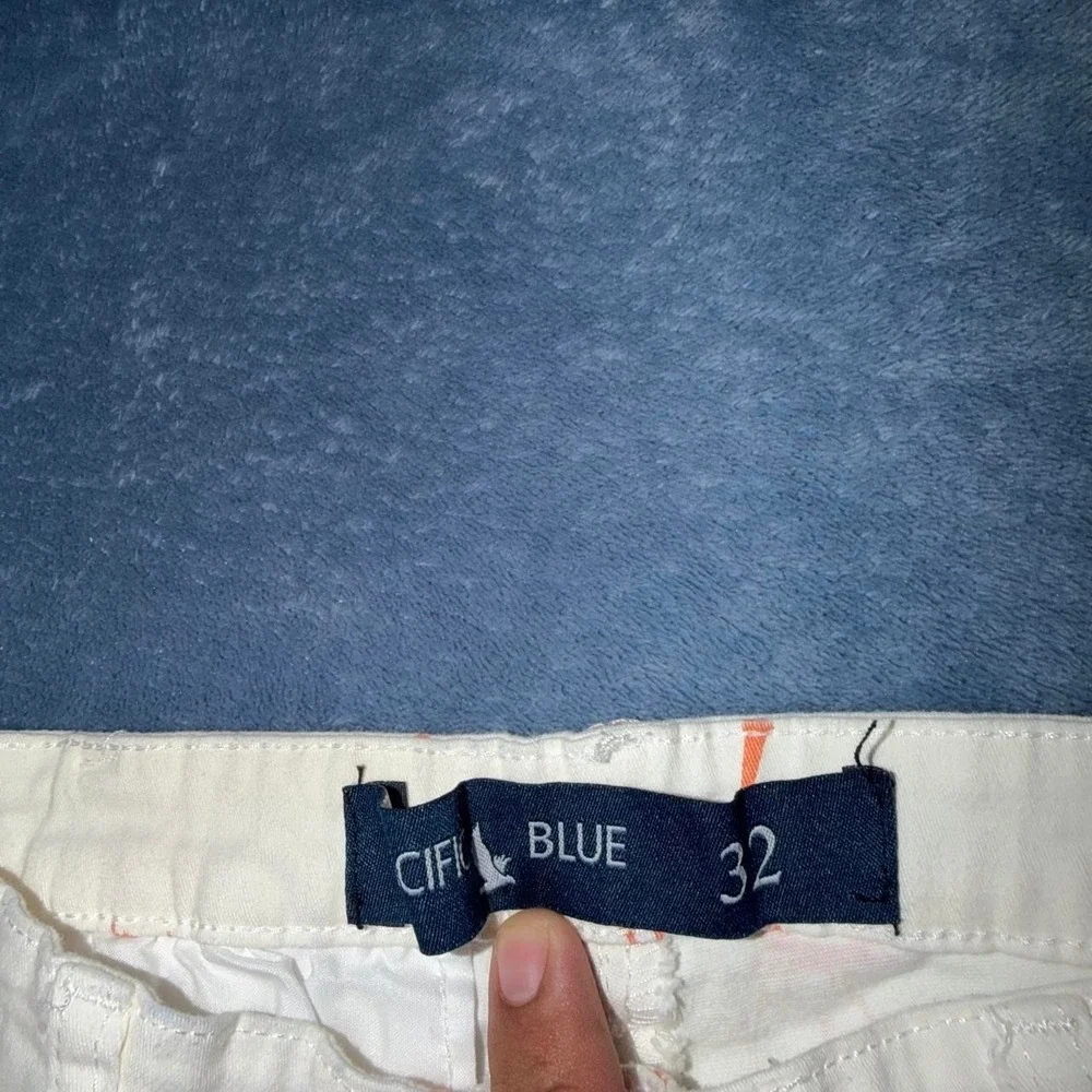 Cifun Blue white shorts with orange palm tree print